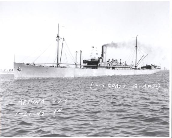 SS Medina during her service with the US Coast Guard in World War II.