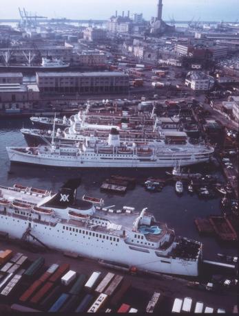 Genoa, Italy :: MV Doulos just after being purchased from Costa Line.